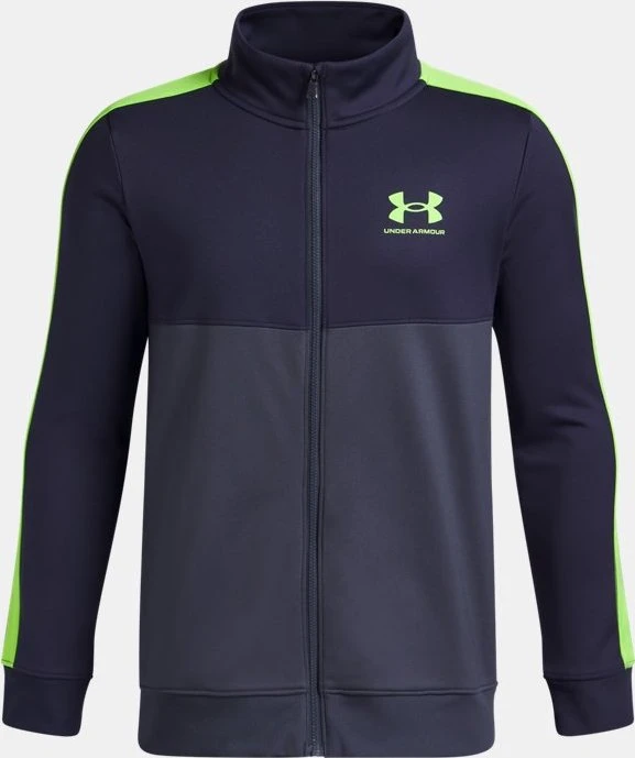 Under Armour Rival Colorblock Trainingsanzug downpour gray/washed navy/hyper green (Junior)