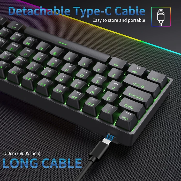 Dierya DK61SE, schwarz, LEDs grün, BROWN Switches, USB, US