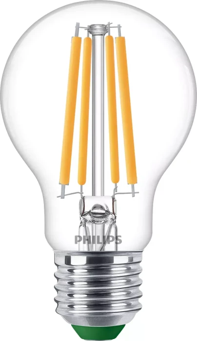 Philips Ultra Efficient LED Filament E27 4-60W 827 A60 CL, 3 Stück