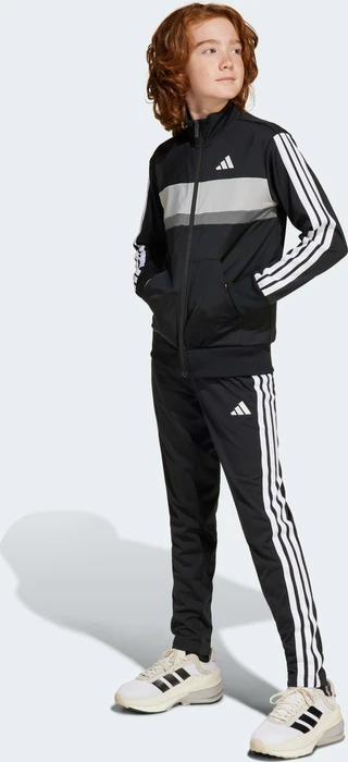 adidas Seasonal Essentials Tiberio 3-Streifen Tricot Trainingsanzug black/white/grey two (Junior)