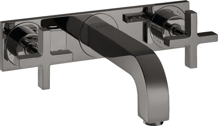 Hansgrohe Axor Citterio Waschbeckenarmatur mit Kreuzgriffen und Platte 226mm polished black chrome