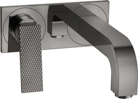 Hansgrohe Axor Citterio 2-Loch Waschbeckenarmatur mit Hebelgriffen Platte und Rautenschliff 220mm polished black chrome