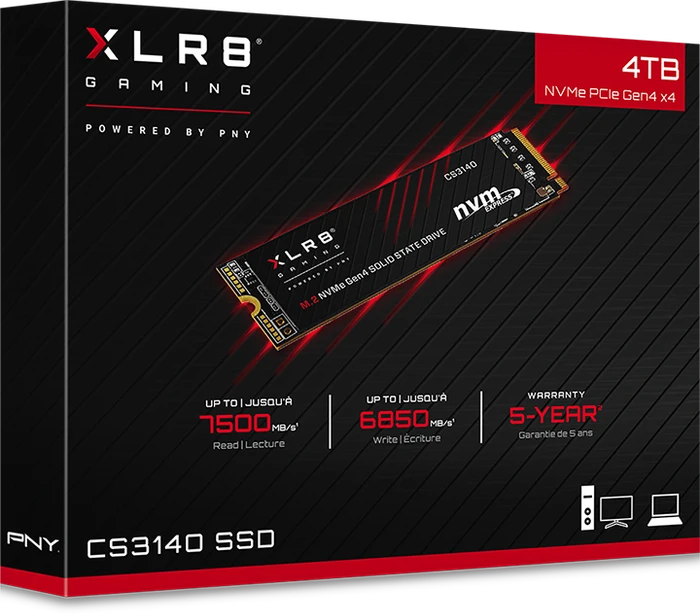 PNY XLR8 CS3140 4TB, M.2 2280 / M-Key / PCIe 4.0 x4