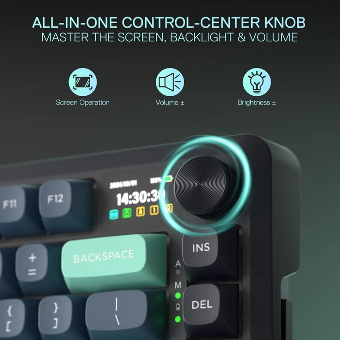 Redragon Behemoth K724 Pro Wireless, Dark Jade, LEDs RGB, Mint Mambo, USB/Bluetooth, US