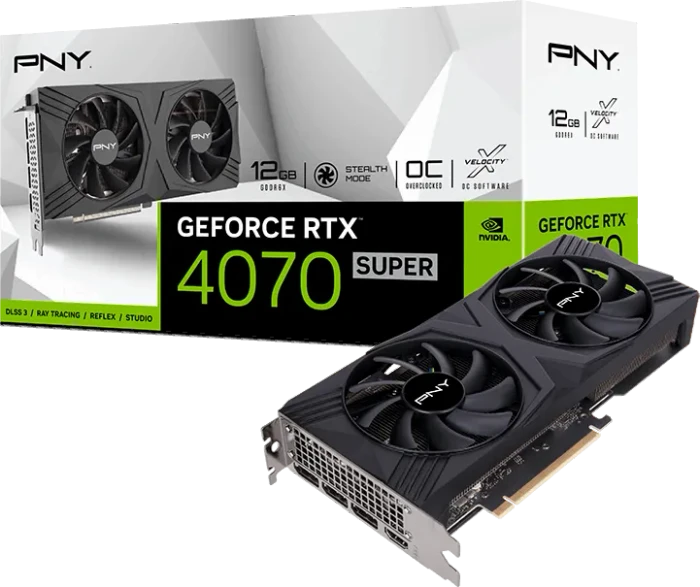 PNY GeForce RTX 4070 SUPER Verto Overclocked Dual Fan, 12GB GDDR6X, HDMI, 3x DP