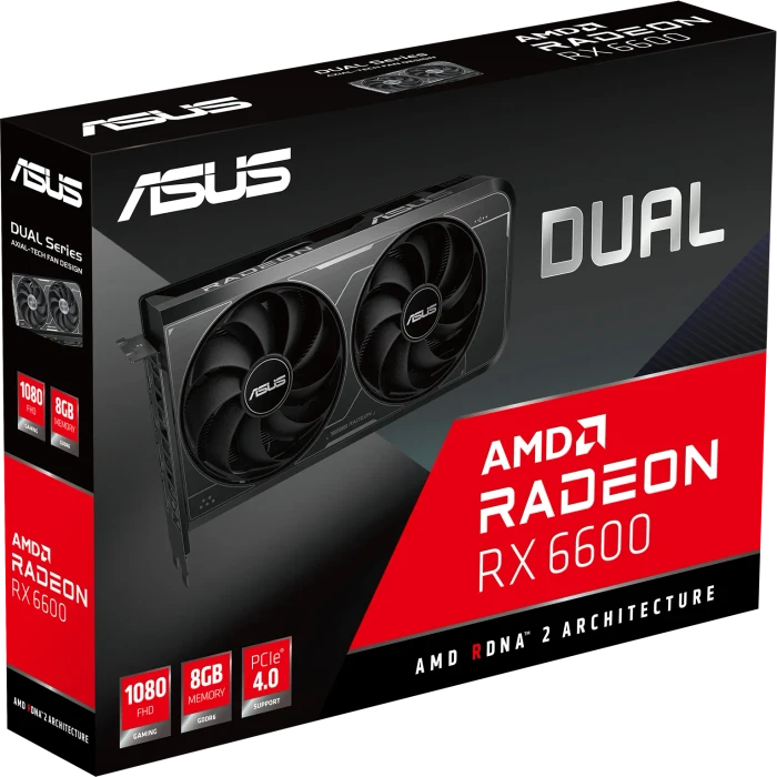 ASUS Dual Radeon RX 6600 V3, DUAL-RX6600-8G-V3, 8GB GDDR6, HDMI, 3x DP