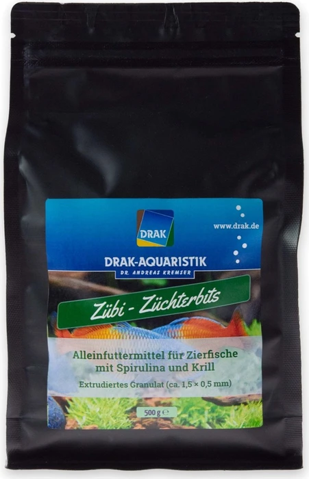 DRAK-Aquaristik Zübi, Züchter-Bits mit Spirulina und Krill, Boxpack, 500g