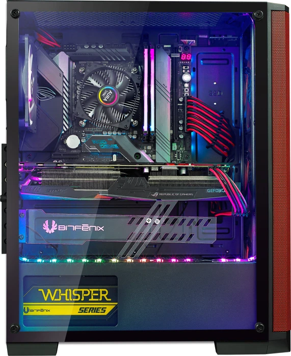 BitFenix Nova Mesh SE TG 4ARGB, schwarz/rot, inkl. 4x Lüfter, Lüfter LED RGB, Glasfenster