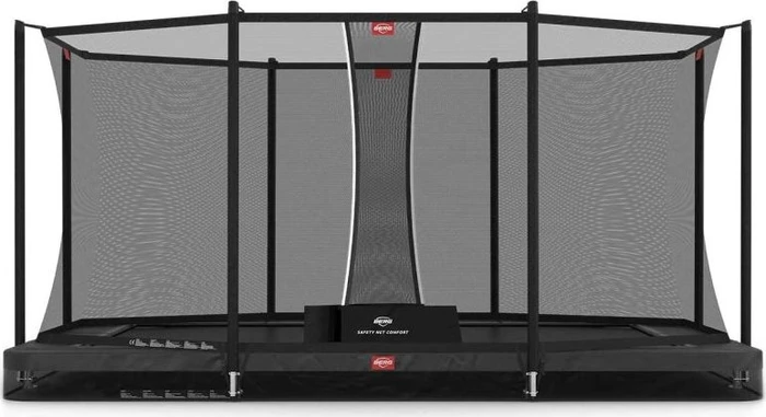 Berg Ultim Favorit InGround mit Sicherheitsnetz 410x250cm Bodentrampolin grau