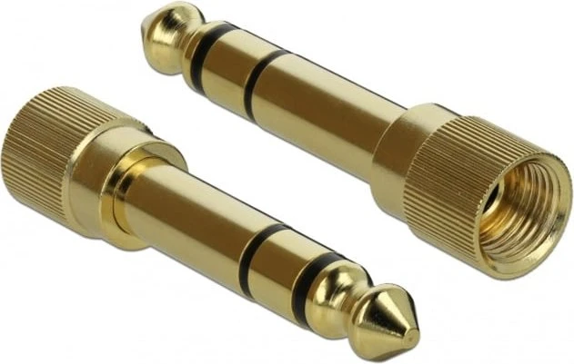 DeLOCK 3.5mm Klinke 3-Pin [Stecker] auf 3.5mm 3-Pin Klinke [Stecker], mit 2x Schraubadapter auf 6.35mm, schwarz 5m