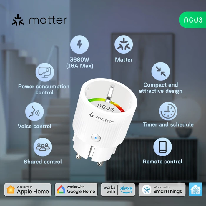 Nous A8M Smart Plug, 3840W, 16A, Smart-Steckdose