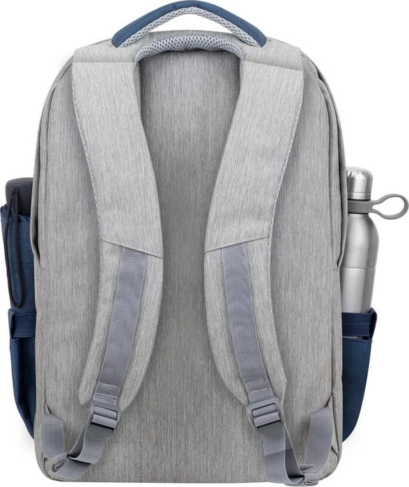 RivaCase Prater anti-theft Laptop Rucksack 17.3", Grey/Dark Blue