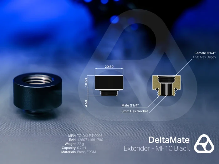 Thermal Grizzly DeltaMate Extender MF10, G1/4", schwarz