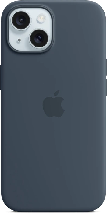 Apple Silikon Case mit MagSafe für iPhone 15 sturmblau