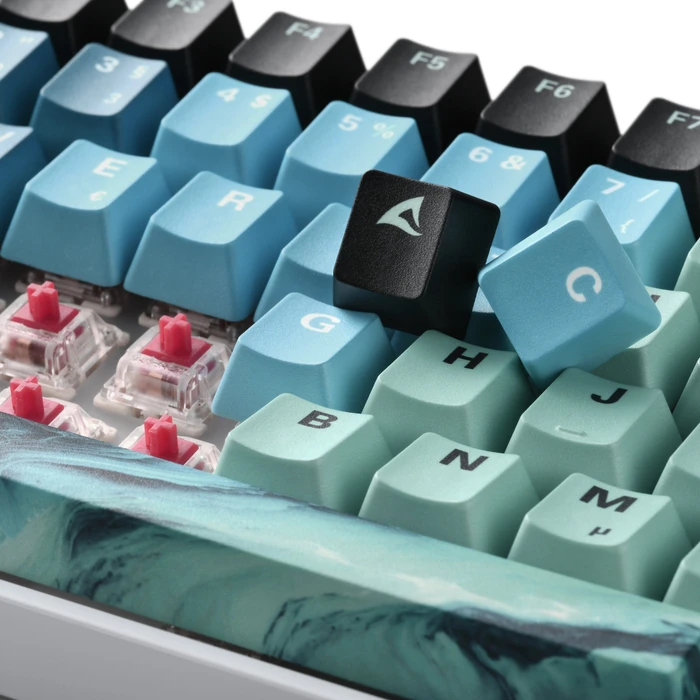 Sharkoon Skiller SGK50 S3 Design Bundle D4 - XXL Mousemat+Keycaps, Kunststoff (PBT) Double-Shot, blau/grün, 85 Tasten, ISO-DE