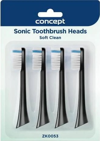 CONCEPT ZK0053 Ersatzköpfe für die Zahnbürsten PERFECT SMILE ZK500x, Soft Clean - 4 Stück - schwarz, 4 Stk Image