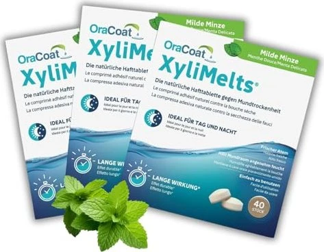 OraCoat XyliMelts Hafttabletten Milde Minze, 120 Stück (3x 40 Stück)