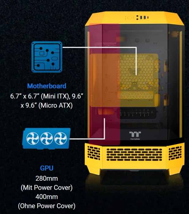 Thermaltake The Tower 300 Bumblebee, gelb, Glasfenster