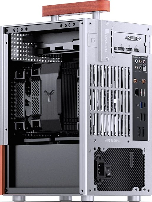 Jonsbo T6 Silver, silber/braun, Glasfenster, Mini-ITX