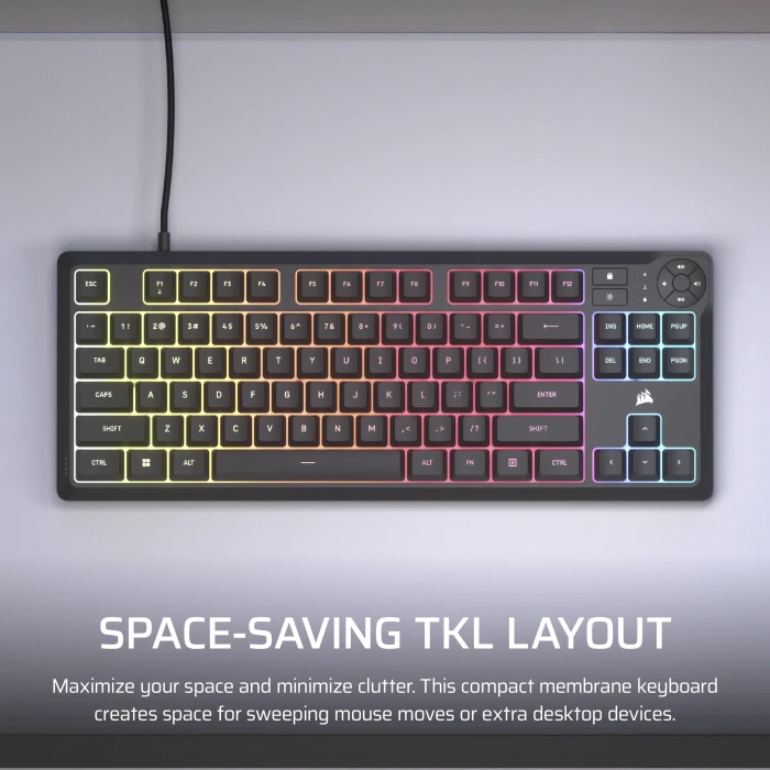 Corsair Gaming K55 CORE TKL RGB, schwarz, USB, UK