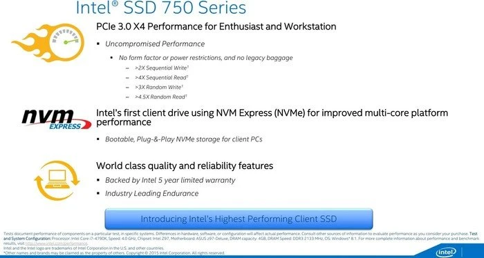 Intel SSD 750 400GB, 2.5" / U.2 / PCIe 3.0 x4