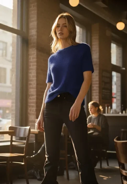 Street One Studio Kuscheliges Basic T-Shirt kurzarm zenith blue (Damen)