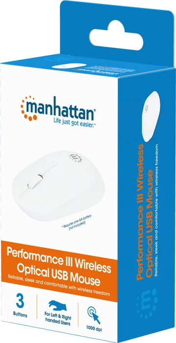 Manhattan Wireless Performance Maus III weiß, USB
