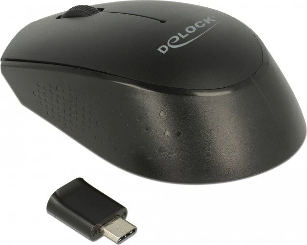 DeLOCK Wireless USB-C Mini Maus schwarz, USB-C