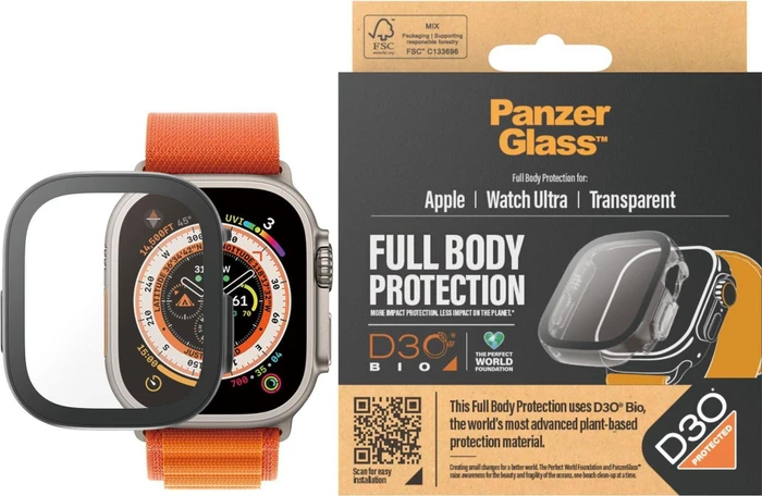 PanzerGlass Screen Protector Full Body D3O für Apple Watch (49mm) transparent