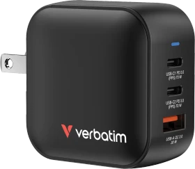 Verbatim 70W Mini-GaN-Ladegerät 3 Anschlüsse schwarz