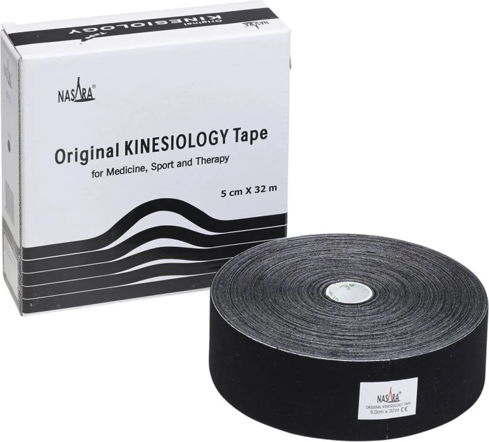 Nasara Kinesiology Tape Rolle 5cm x 32m schwarz