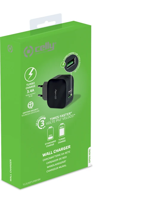 Celly Turbo Wall Charger 3.4A schwarz