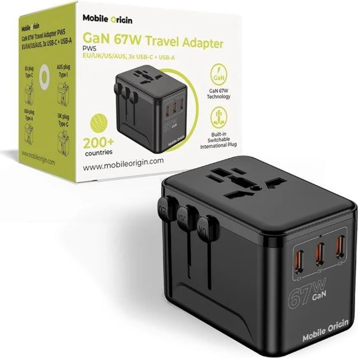 Mobile Origin Travel Adapter GaN 67W PW5 schwarz