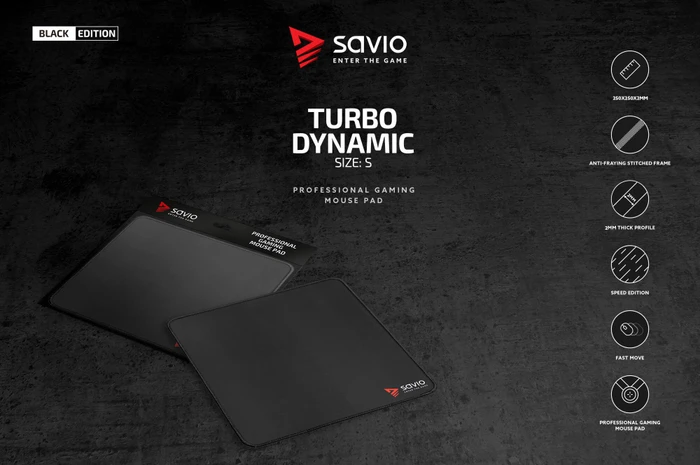 Savio Black Edition Turbo Dynamic S Gaming Mauspad, schwarz