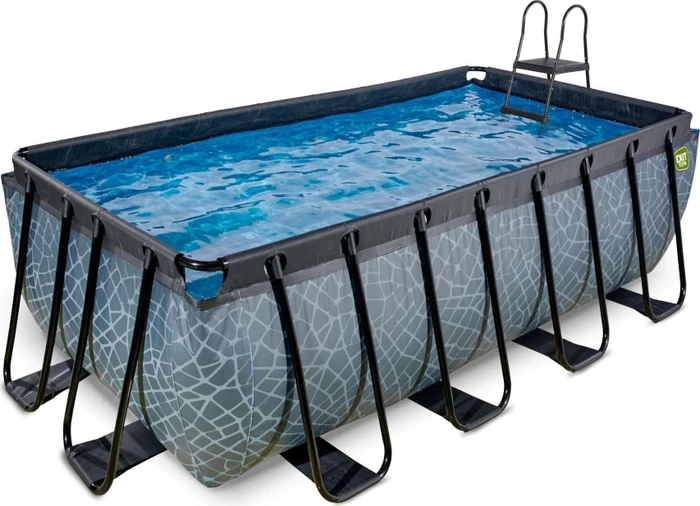 Exit Toys Stone Frame Pool mit Sandfilterpumpe rechteckig 400x200x122cm
