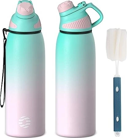 FJbottle Magnetische Isolierflasche 1l grün/rosa