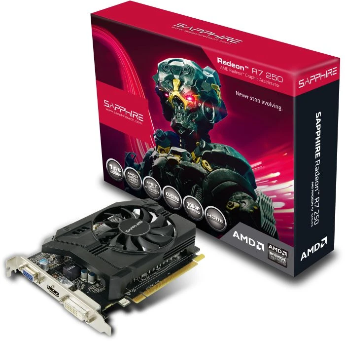 Sapphire Radeon R7 250, 1GB GDDR5, VGA, DVI, HDMI, lite retail