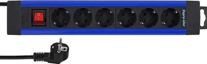 REV Ritter SupraLine mit Schalter, 6-fach, 2.4m, blau/schwarz