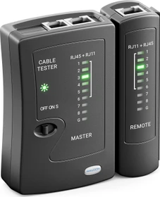 deleyCON Netzwerk-Kabeltester für RJ45/RJ12/RJ11, schwarz
