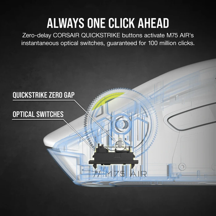 Corsair M75 AIR Ultra-Lightweight Wireless Gaming Mouse, weiß, USB/Bluetooth