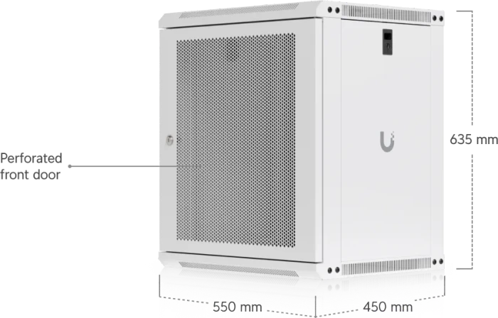 Ubiquiti 12U Rack Cabinet, 19" Wandgehäuse 12HE, Gitternetztür, weiß, 450mm tief