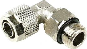 Aquatuning HF Schlauchanschluss, 90°, G1/4" AG auf 10/8mm drehbar, silber vernickelt