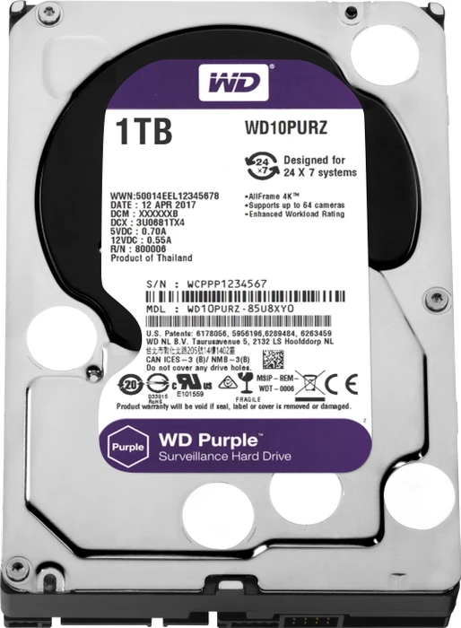 Western Digital WD Purple 1TB, 24/7, 512e / 3.5" / SATA 6Gb/s