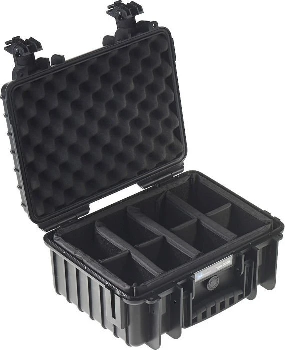 B&W International Outdoor Case Typ 3000 Koffer schwarz mit variabler Facheinteilung