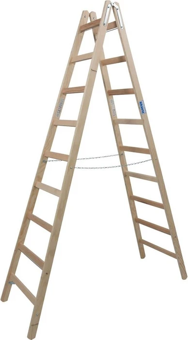 Krause Stabilo Professional Holz-Sprosse 2-tlg. Stehleiter, 2x 9 Stufen