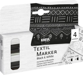 Kreul Textil Marker Opak Black & White 4 Farben/schwarz, 4er-Set