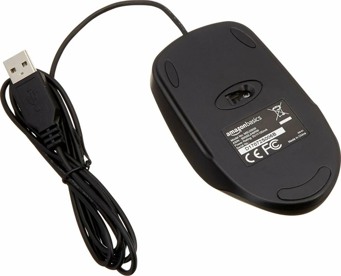 AmazonBasics Optische 3-Tasten Maus schwarz, USB