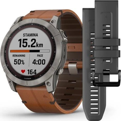 Garmin Fenix 7X Sapphire Solar titanium/chestnut