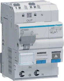 Hager Fehlerlichtbogen-Schutzeinrichtung AFDD FI-LS 1P+N 6kA C-16A 30mA Typ A 3m