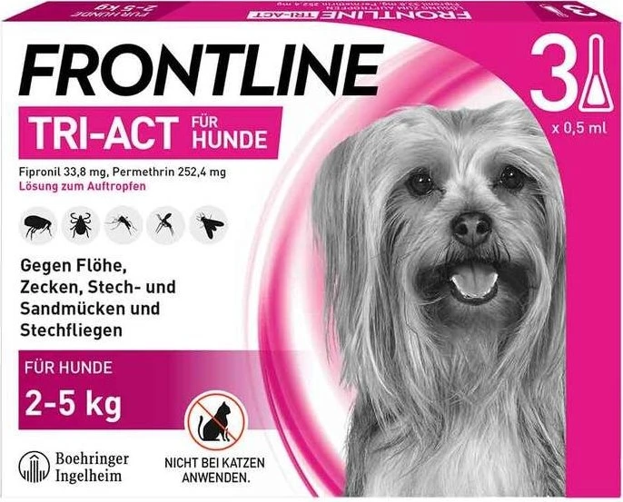 Frontline TRI-ACT für Hunde 2-5kg Lösung zum Auftropfen Einzeldosispipetten, 3 Stück